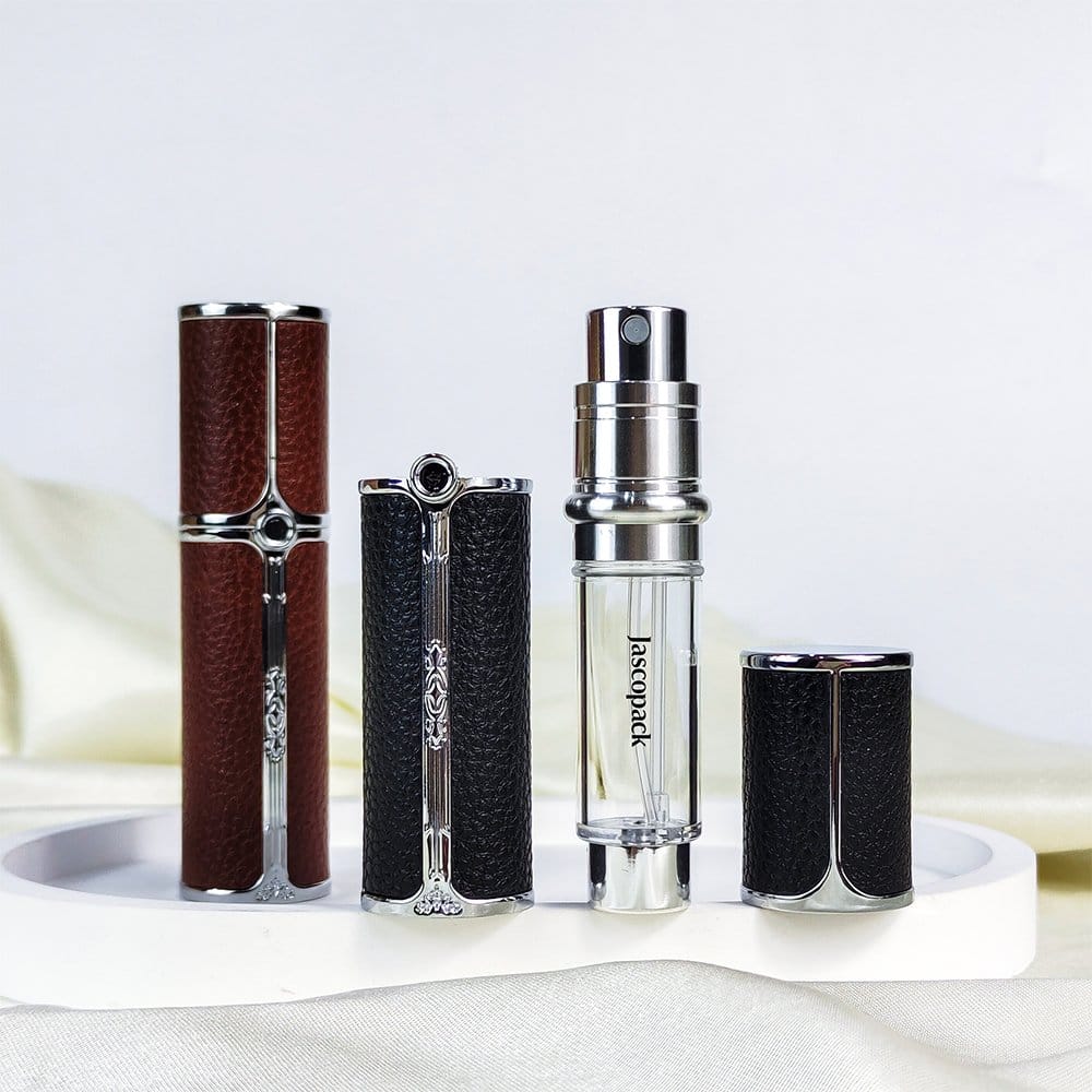 Leather black perfume bottle