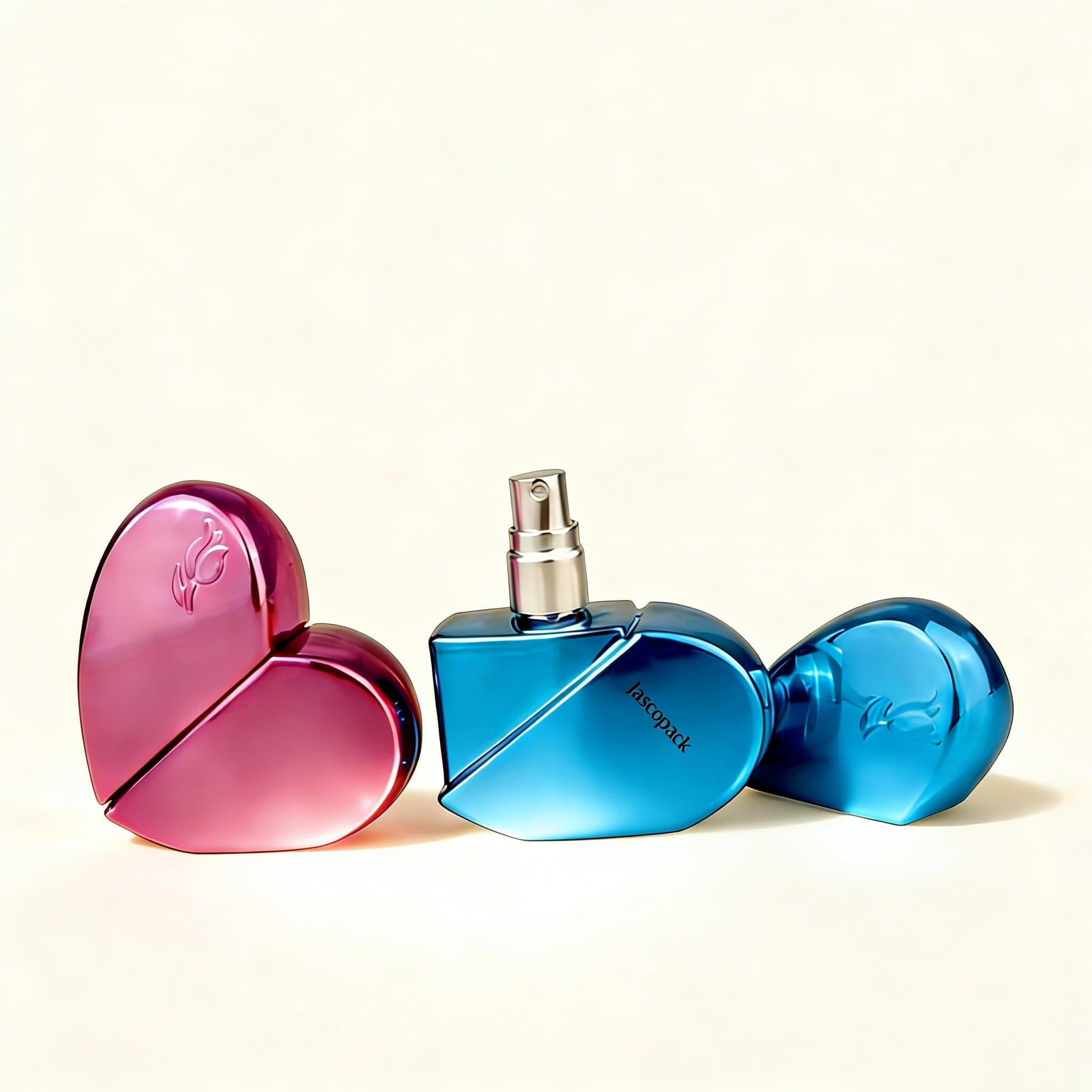 Blue heart shaped perfume bottle
