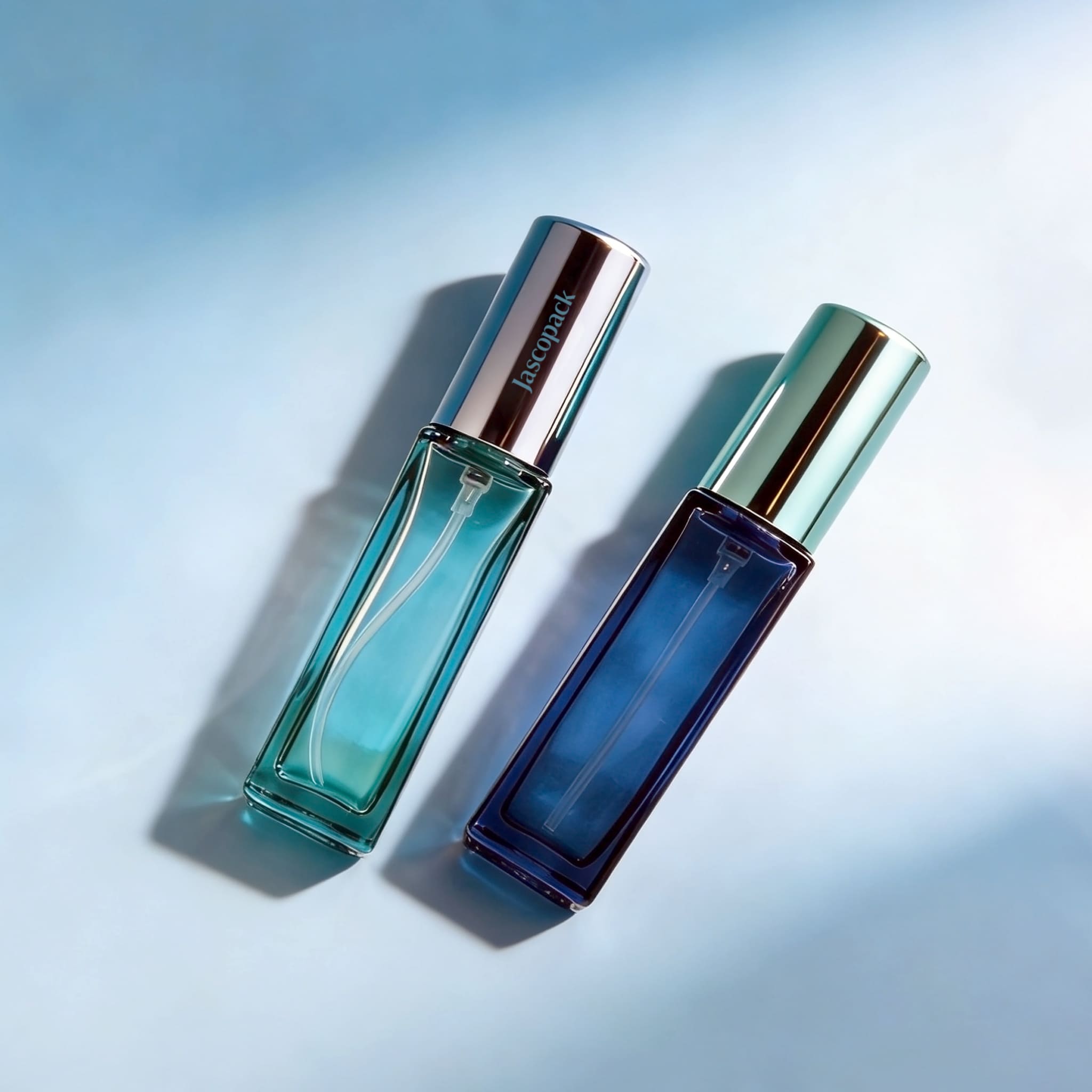 Green and blue perfume bottle