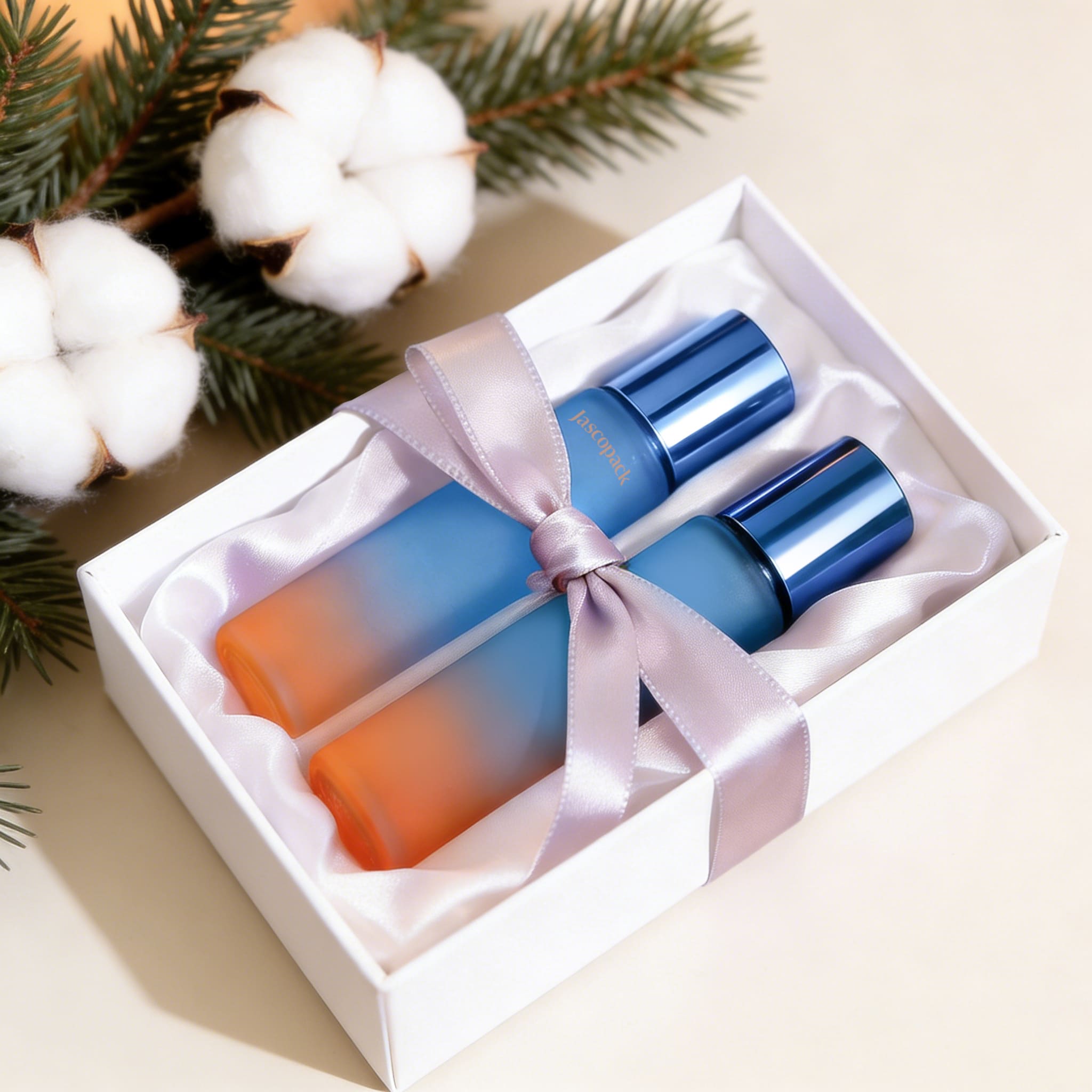 Orange and blue perfume bottle