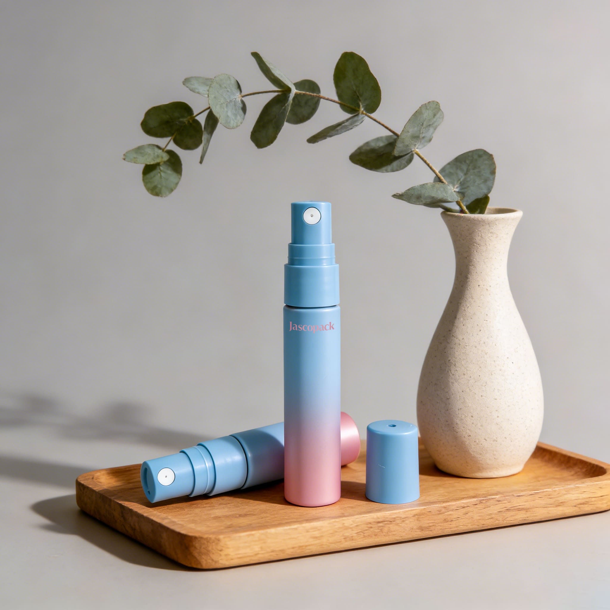 Pink and blue perfume bottle