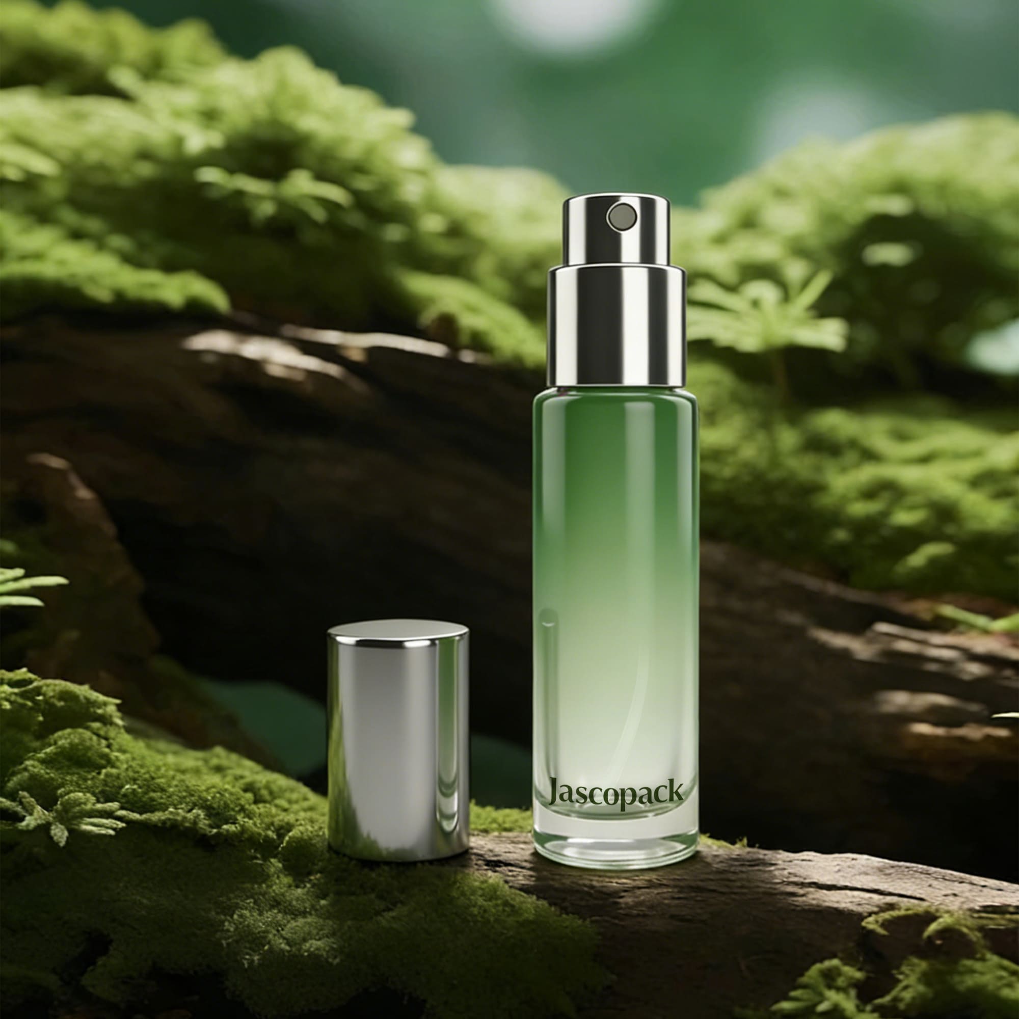 green glass perfume bottle