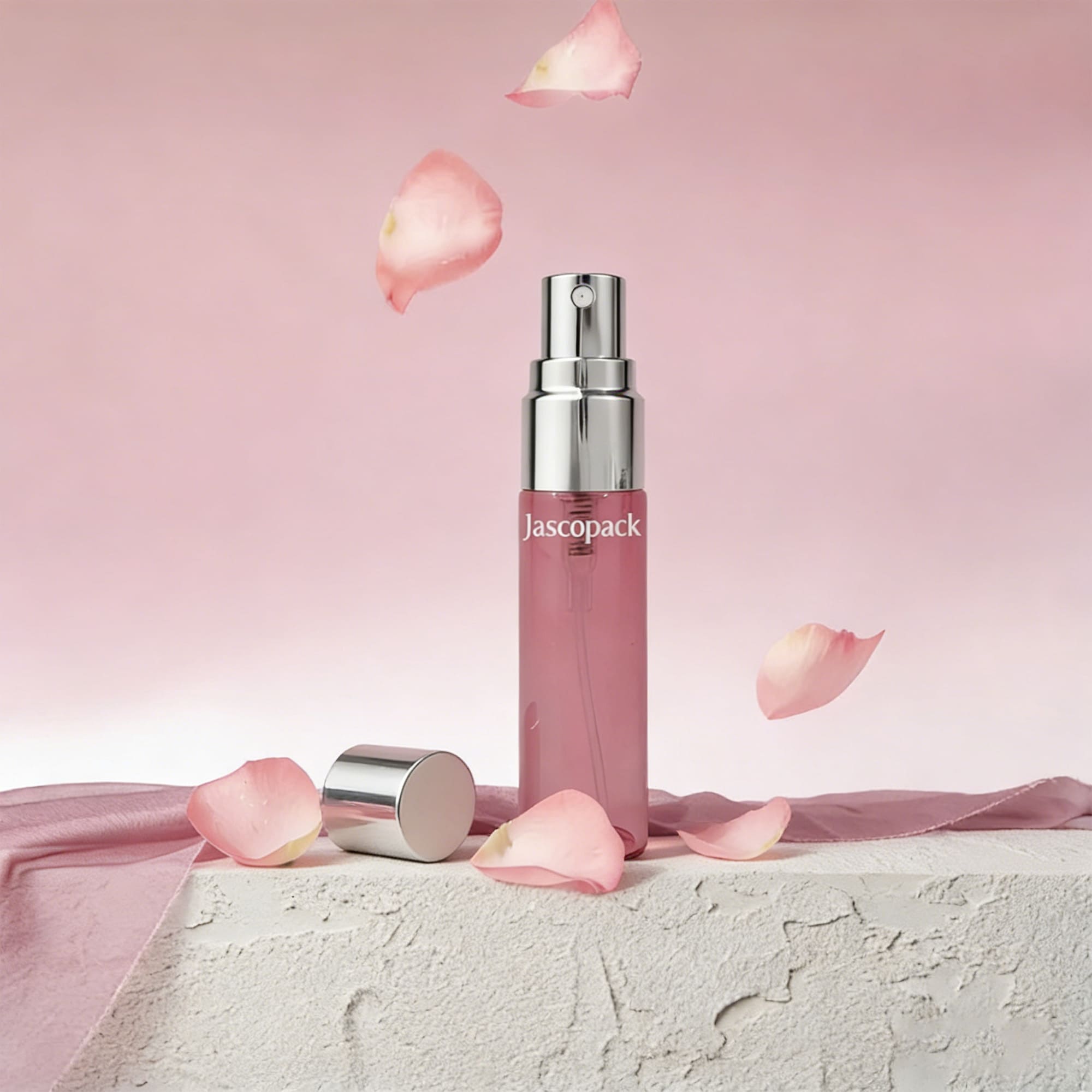 pink glass perfume bottle